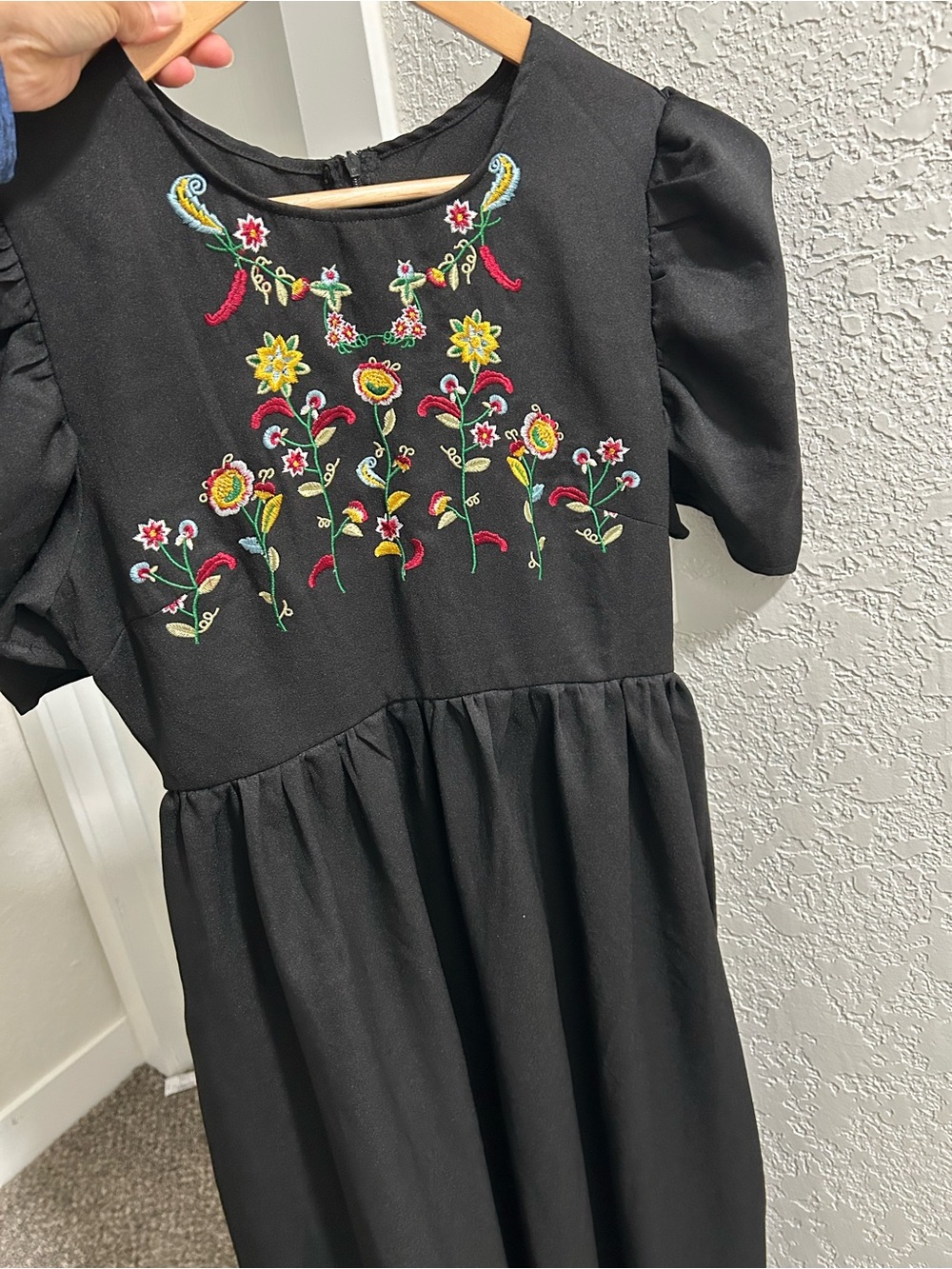 Black Floral Embroidered women Dress